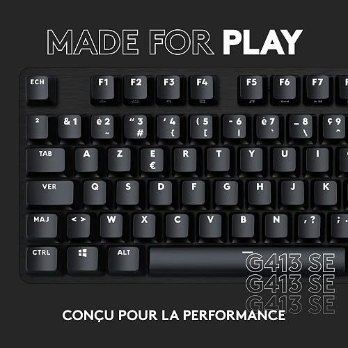 Logitech G413 SE Full-Size Mechanical Gaming Keyboard - Backlit Keyboard with Tactile Mechanical Switches, AZERTY French Layout - Black - 9