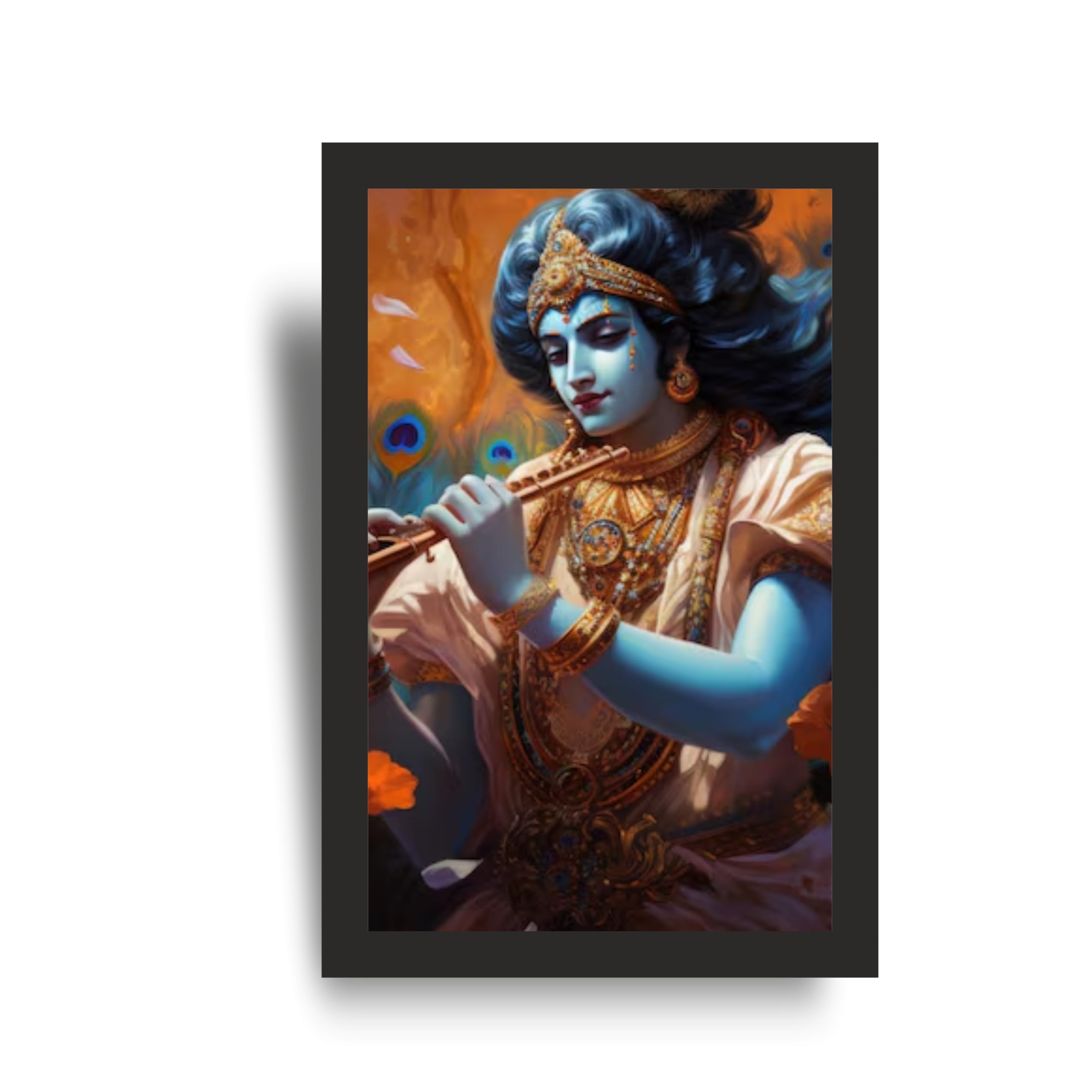 Krishna Peacock Feather Floral Wall Art Set of 3 – view 3