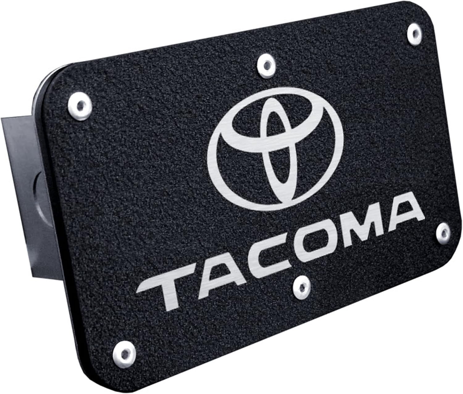 Au-Tomotive Gold, INC. Rugged Black Finish Stainless Steel 2" Tow Hitch Cover Compatible with Toyota Tacoma Logo Class III