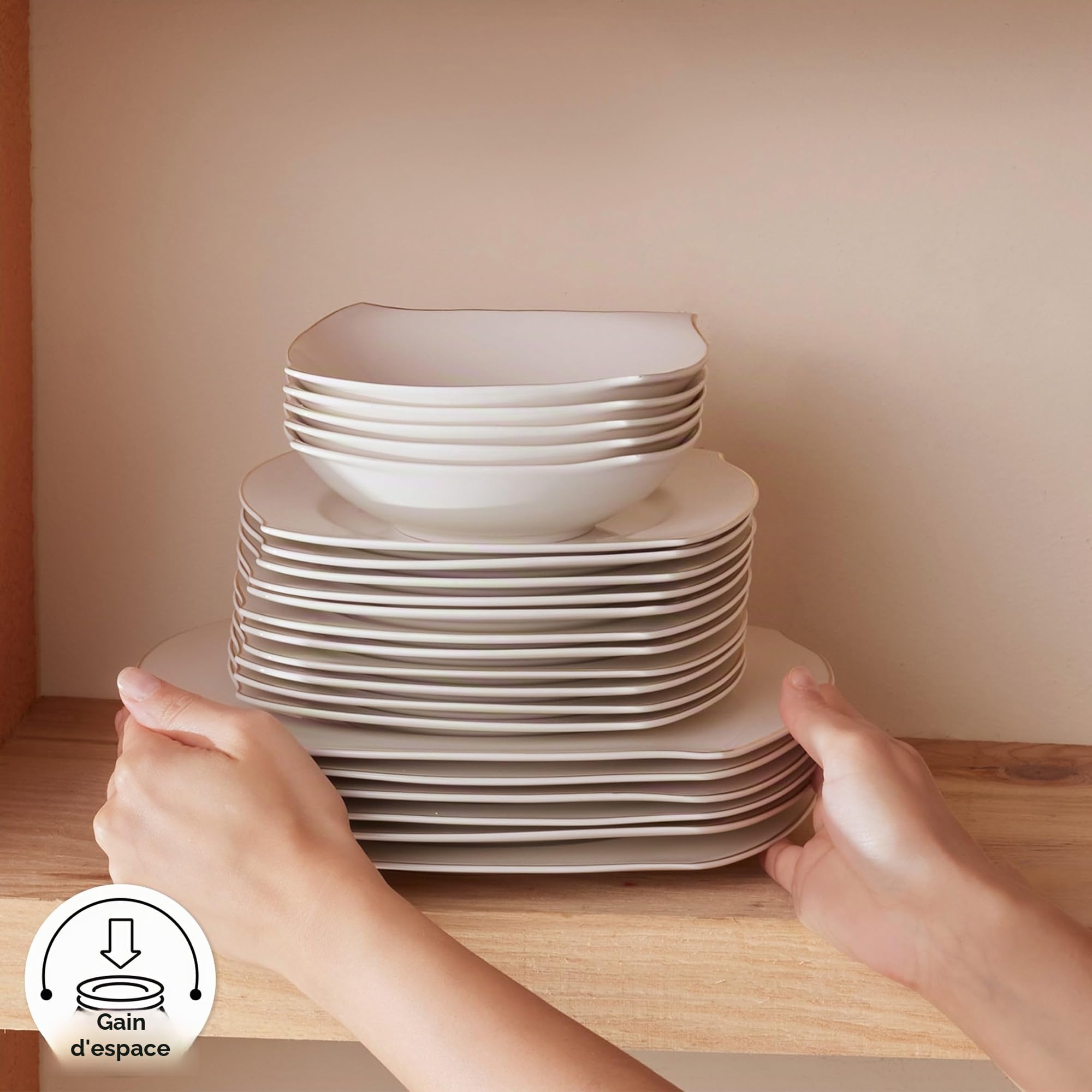 Karaca Service de Table 53 Pièces pour 12 Personnes, Vaisselle en Porcelaine Fine avec Assiettes, Bols, Carré Plats de Service, Salière et Poivrière, Élégant et Idéal pour les Occasions Spéciales