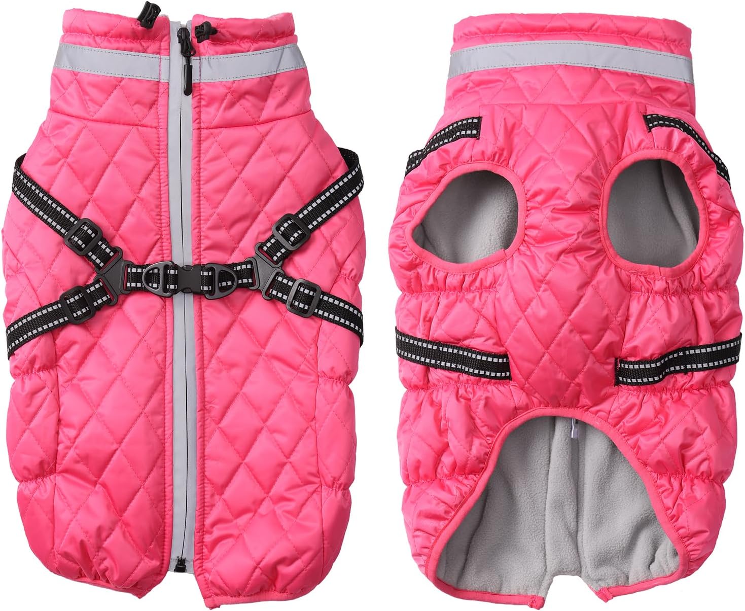 Dog coat with harness dog winter coat water resistant fleece padded