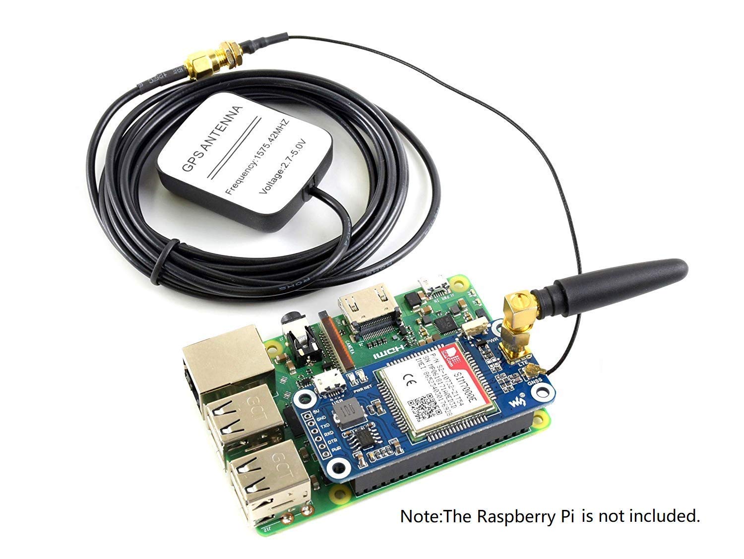 NB-IoT/eMTC/Edge/GPRS/GNSS Hat for Raspberry Pi Zero/Zero W/Zero WH/2B/3B/3B+ Based on SIM7000E Support TCP, UDP, PPP, HTTP, FTP, MQTT, SMS, Mail,GNSS Positioning