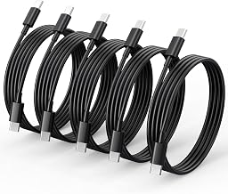 5PCS USB-C to USB-C PD Fast Charge Cables, 1.8M/1.8M/2.7M/2.7M/2.7M Type C Cable, Fast Data Transfer, Break Resistant, Compatible for Phone/Tablet, Black | Transfert de Données Rapide, Résistant aux Cassures, Compatible pour Téléphone/Tablette|Noir