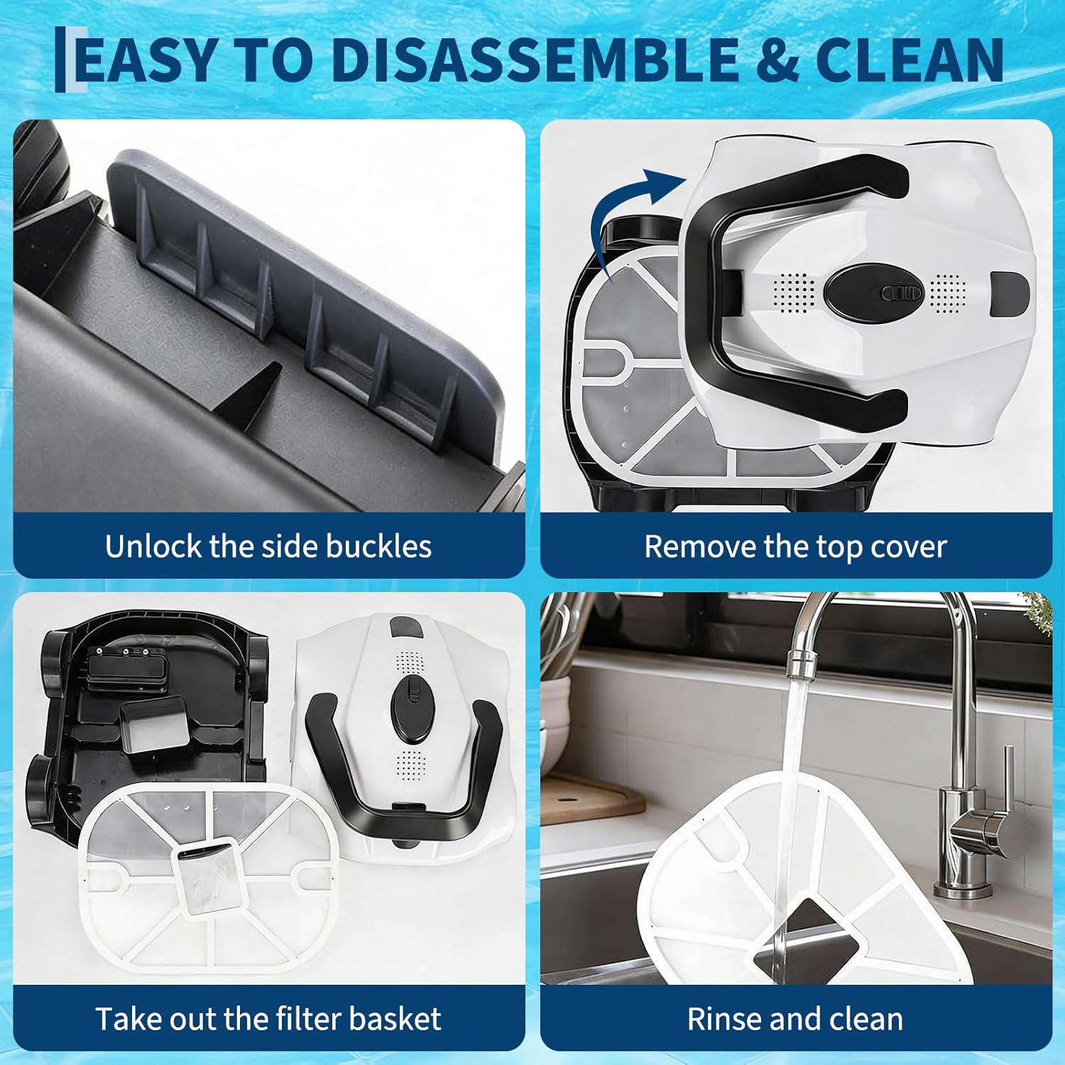 Robotic Pool Cleaners Advanced Cordless Robotic Pool Cleaner with 130-Minute Runtime | Self-Parking Technology | for Above-Ground Pools Up to 860 Sq Ft