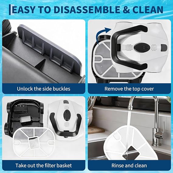 Robotic Pool Cleaners Advanced Cordless Robotic Pool Cleaner with 130-Minute Runtime | Self-Parking Technology | for Above-Ground Pools Up to 860 Sq Ft