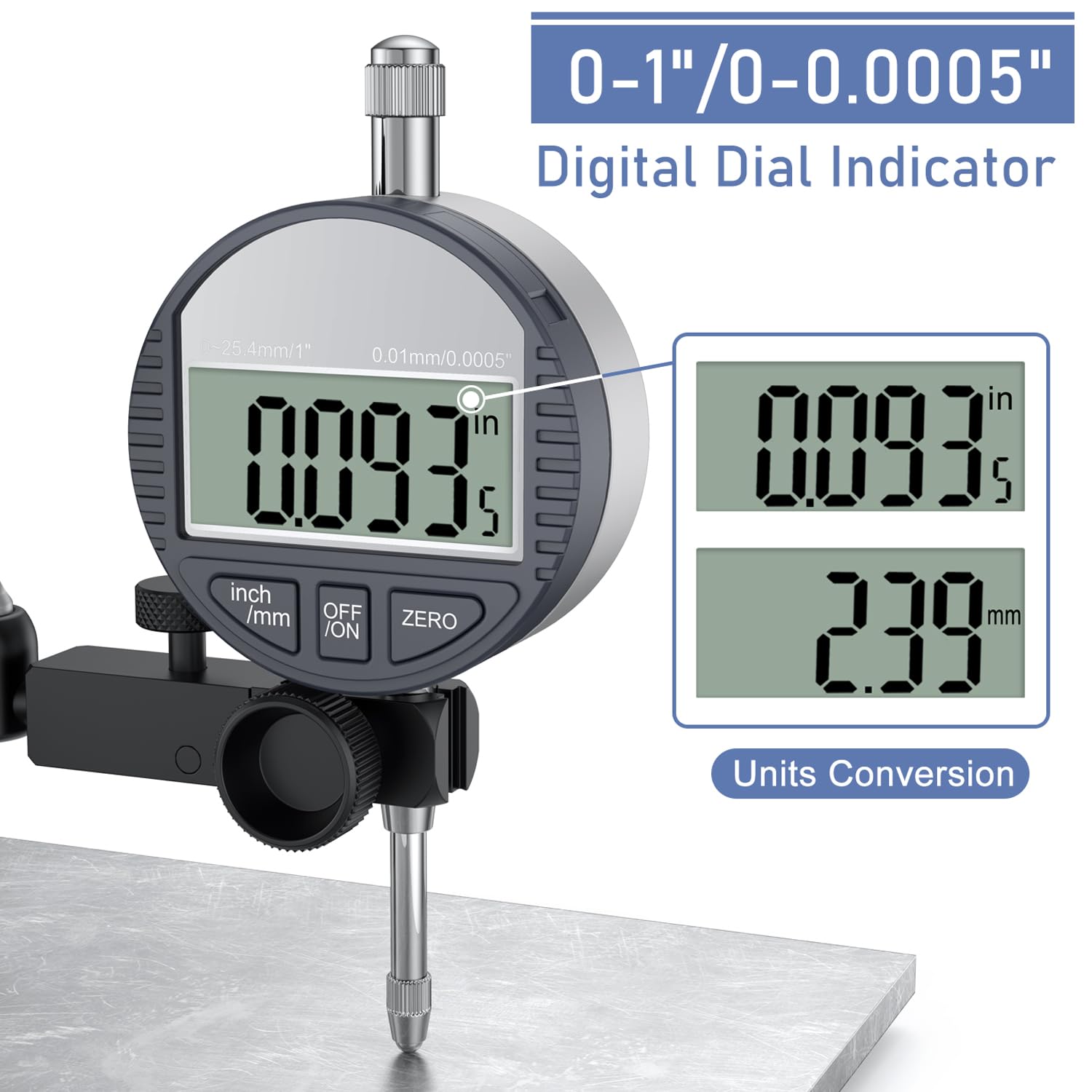 Dial Indicator Gauge and Magnetic Base, 0-1"/0.001"Dial Indicator with 176lbs Dial Indicator Gauge and Magnetic Base, 0-1"/0.001"Dial Indicator with 176lbs