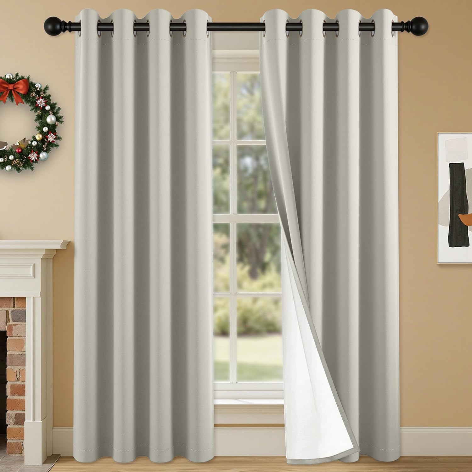 4-Panel-Curtain 100% Blackout, 84 Inch Length for Bedroom Living Room, Grommet Thermal Insulated Room Darkening Drapes, Light Blocking Window Treatment Decor, Pack of 4, 54x84, Silvergrey
