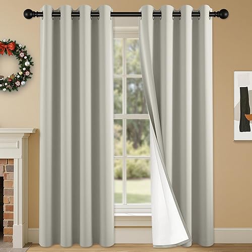 Miniatura 34 de Cortinas 100% opacas de 84 pulgadas de largo para dormitorio, sala de estar, cortinas de oscurecimiento de habitación con aislamiento térmico con
