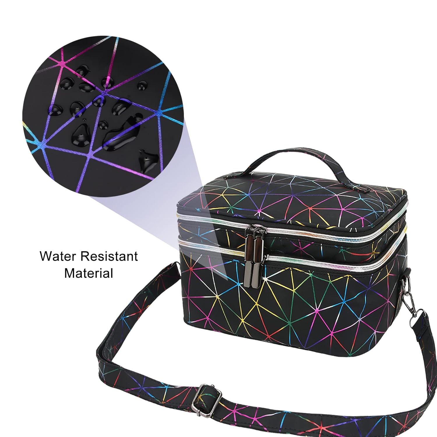 UNIMORE Makeup Case Organizer Travel Cosmetic Bag Double Layer Toiletry Bags Water Resistant Black : Beauty & Personal Care