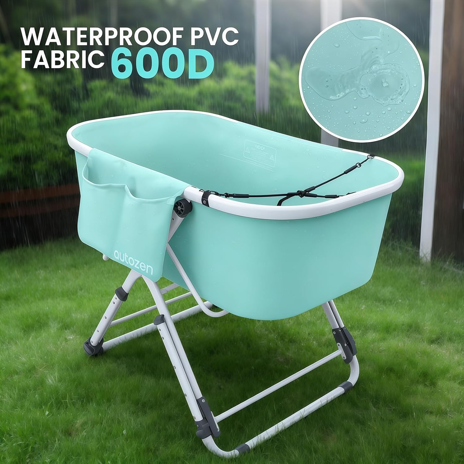 Portable Dog Bathtub 5 Height Adjustable Dog Washing Station Foot Pedal & Button Lift 600D Waterproof Foldable with Drain Hose Safety Leash for Large Dogs Cats
