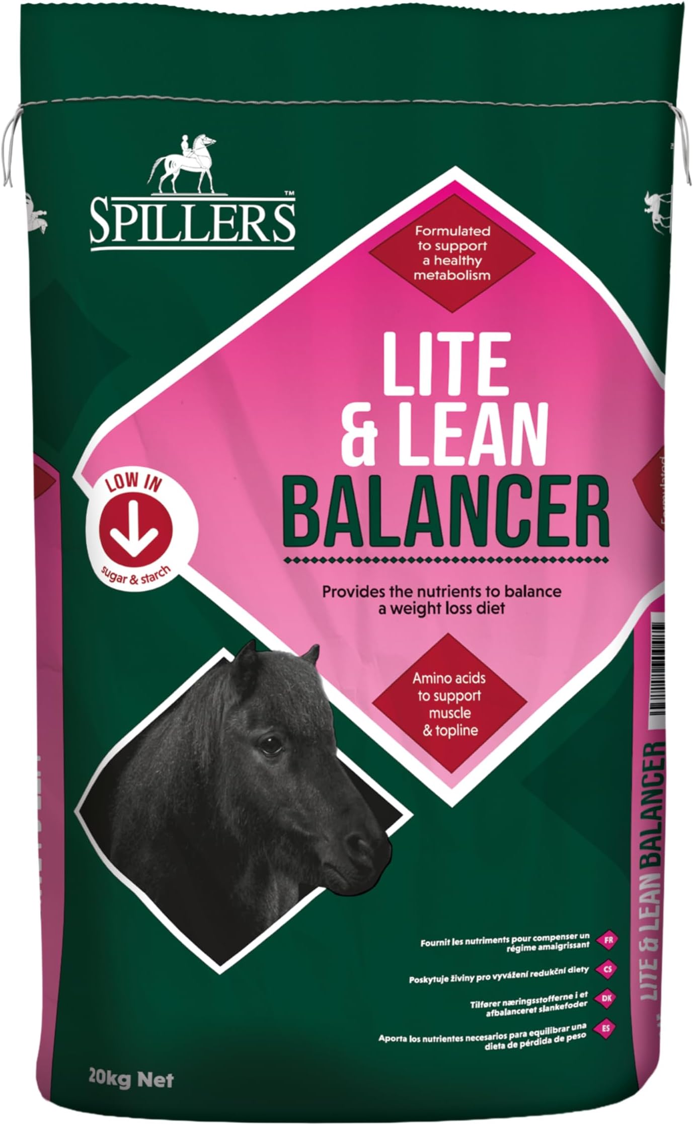 SPILLERS Lite & Lean Balancer Horse Feed, 20KG – Multi-Vitamin & Mineral Balancer Supplement for Horses and Ponies on a Weight Loss Diet - High in Lysine, Low in Starch and Sugar, Contains Biotin