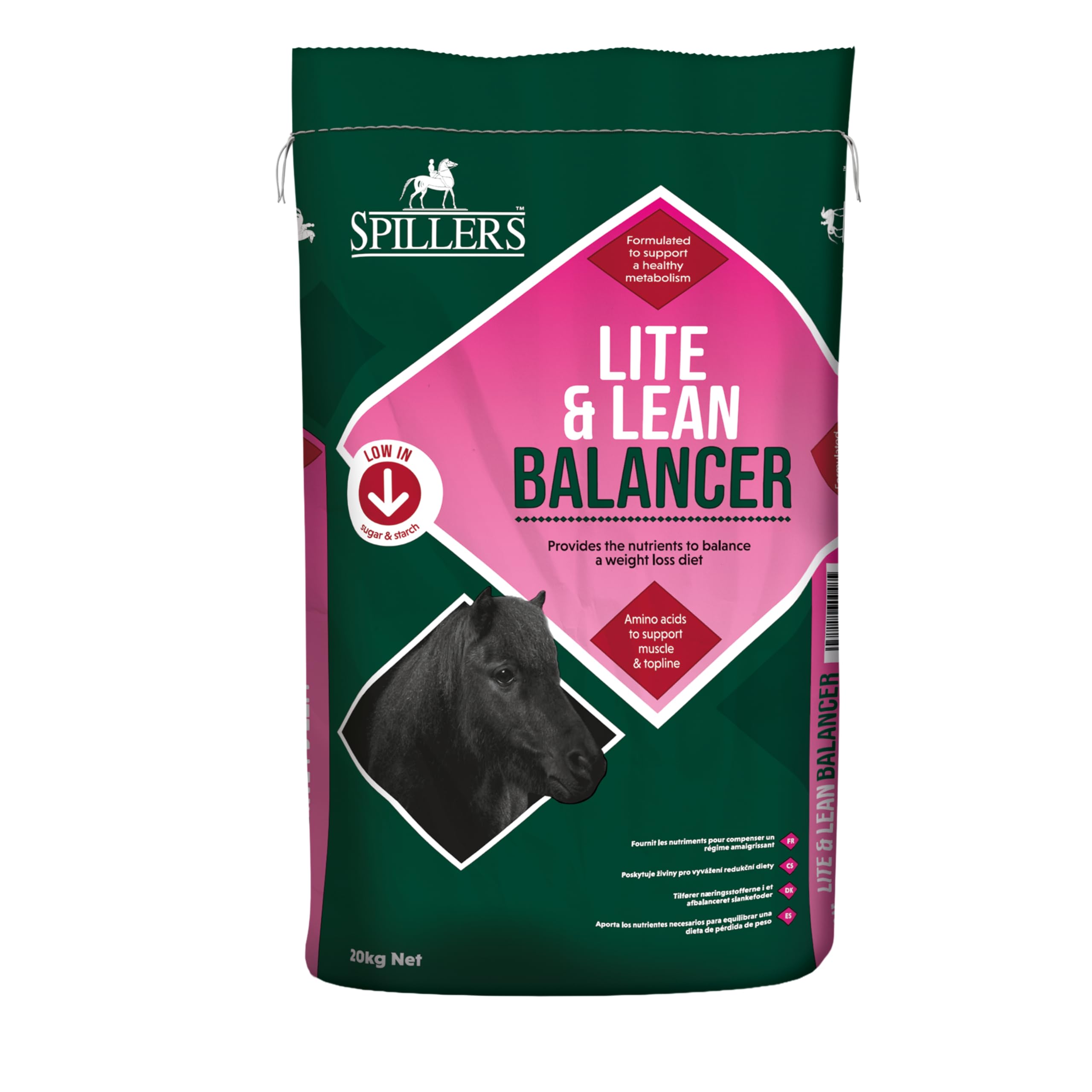 SPILLERS Lite & Lean Balancer Horse Feed, 20KG – Multi-Vitamin & Mineral Balancer Supplement for Horses and Ponies on a Weight Loss Diet - High in Lysine, Low in Starch and Sugar, Contains Biotin