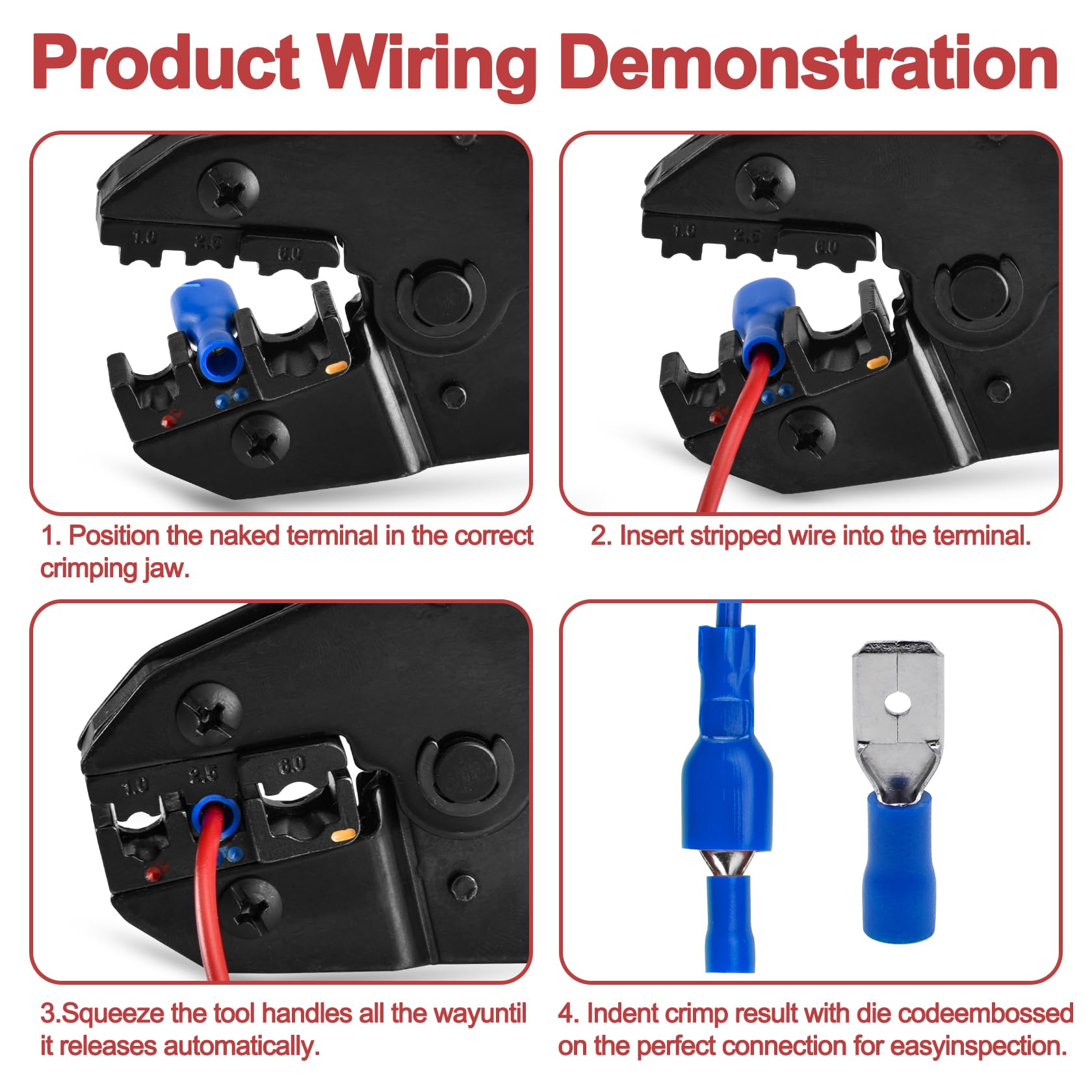 Terminali A Crimpare Isolati 50 Capicorda Piatti Gialli 6,3x0,8 Mm Per Cavi 4-6 Mm² - Manicotti Isolati Per Elettricisti Connettori Piatti Isolati PVC - Foto 4