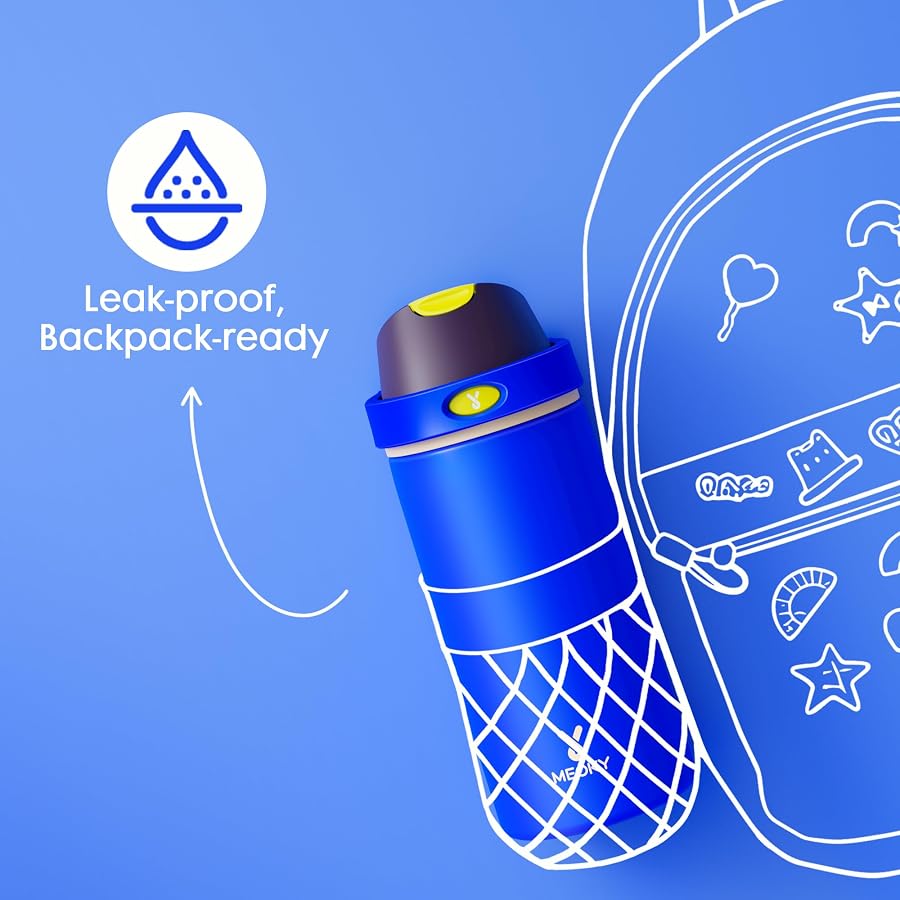18 oz Insulated Water Bottle for Kids: Meoky Stainless Steel Water Bottle with 2-in-1 Straw and Spout Lid - Leak Proof, Cold for 24 Hours, BPA-Free for Boys School Sports, Celestial Sphere - image 5
