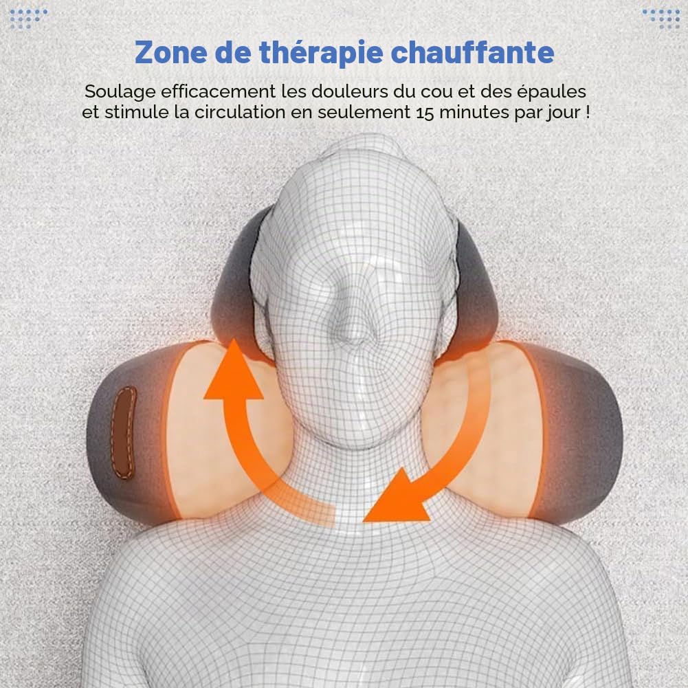 Artuvate Fisiorest The 3-In-1 Neck Massager, Fisiorest Coussin De Massage 3 En 1 Pour Le Cou, Masseur D'éPaule Avec Chaleur, Outils De Massage De La Colonne Cervicale (1 Pc Black)