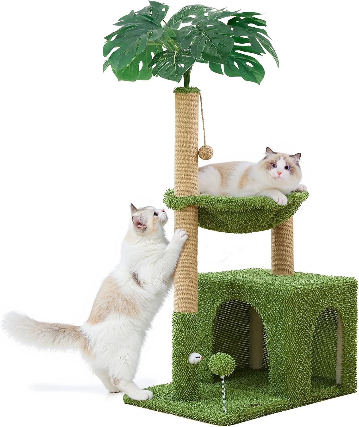 Large Cat Tree for Indoor Cats, Multi-Functional Comfy Cat Bed – 48inch Tall Cat Tower with Scratching Post, Cozy Hammock for Kittens and Adults Cat, Cute Cando with Toy