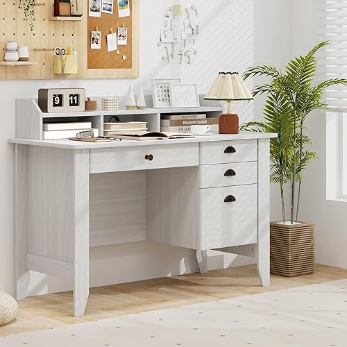 Miniatura 4 de Safeplus Escritorio para computadora de 48 pulgadas con 4 cajones de almacenamiento y mesa ejecutiva de madera para PC y portátil