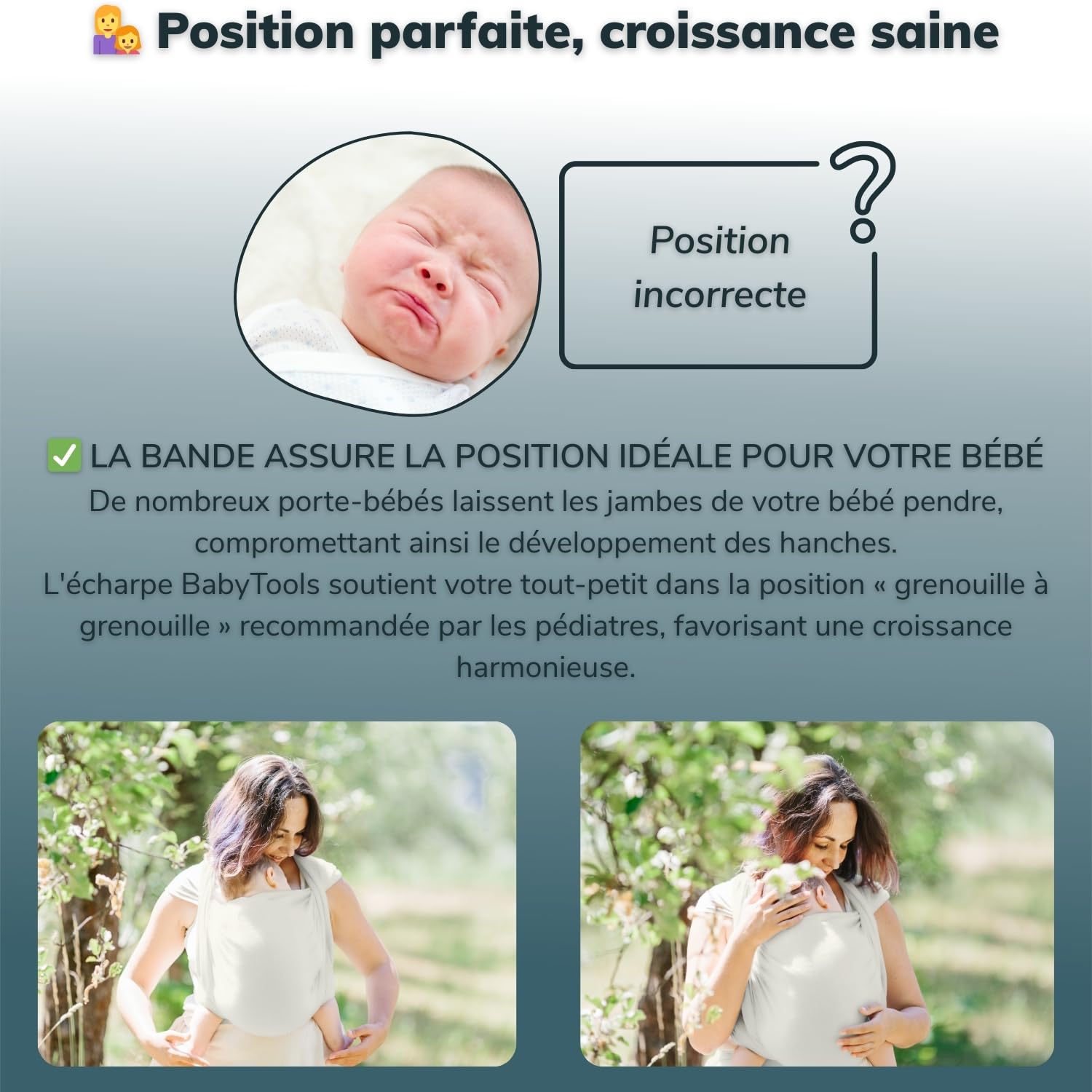 Echarpe De Portage beb (100% Fabriqué En Italie) En Coton Organique, Légère Et Respirante, Avec 2 Bavoirs Inclus, Adaptée À Un Maximum De 15 Kg