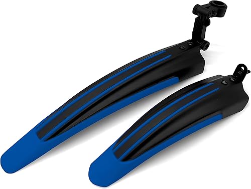 Miniatura 2 de Silfrae Juego de guardabarros de bicicleta de montaña estándar ajustable de 26 pulgadas frente y trasero Azul