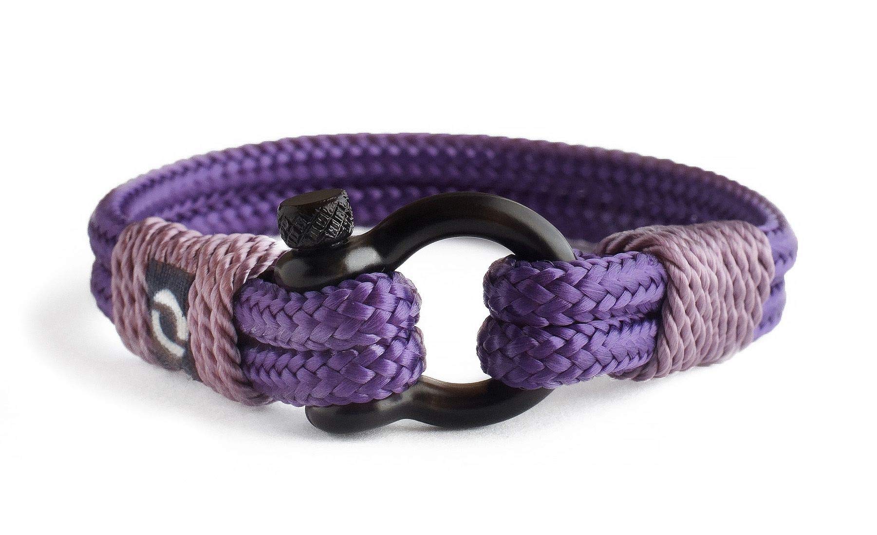 Mens Rope Bracelet - Stainless Steel Black Shackle, Extremely Durable and Scratch Resistant Waterproof Paracord, Handmade, Nautical Wristband for Men B-10-7