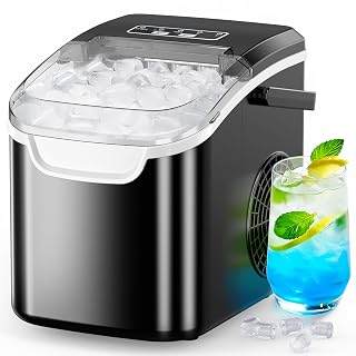 COWSAR Ice Maker Countertop, Portable Ice Machine with Self-Cleaning, 26.5 lbs/24Hrs, 8 Ice Cubes in 6 Mins, Ice Basket and Scoop, Ideal for Home, Kitchen, Bar, Camping - Amazon product rated Grade A