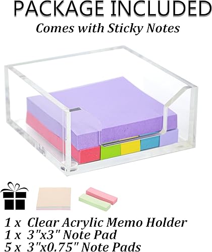 Miniatura 4 de Soporte adhesivo acrílico de 3.9 x 3.9 x 2.4 pulgadas para organización de escritorio, oficina, hogar, escuela, correos, banco y dispensador de