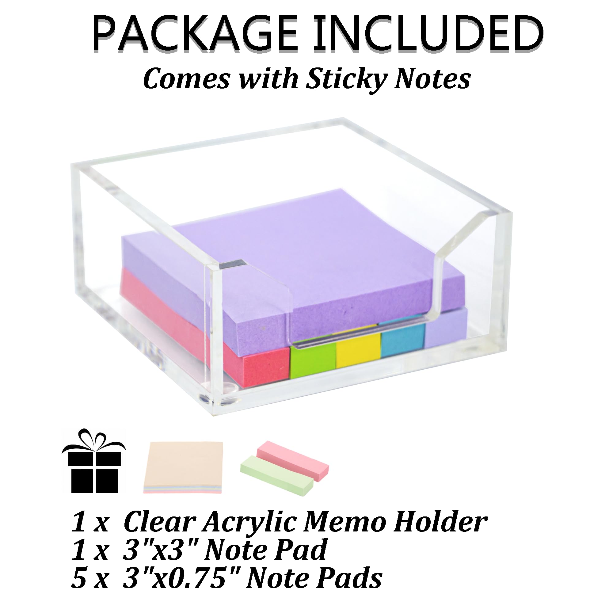 Dealpoli Clear Acrylic Sticky Note Holder Desk Organizer, 3.94" x 3.94" x 1.77" Memo Dispenser for Office Home School Post Bank Accessories(DP005) 2