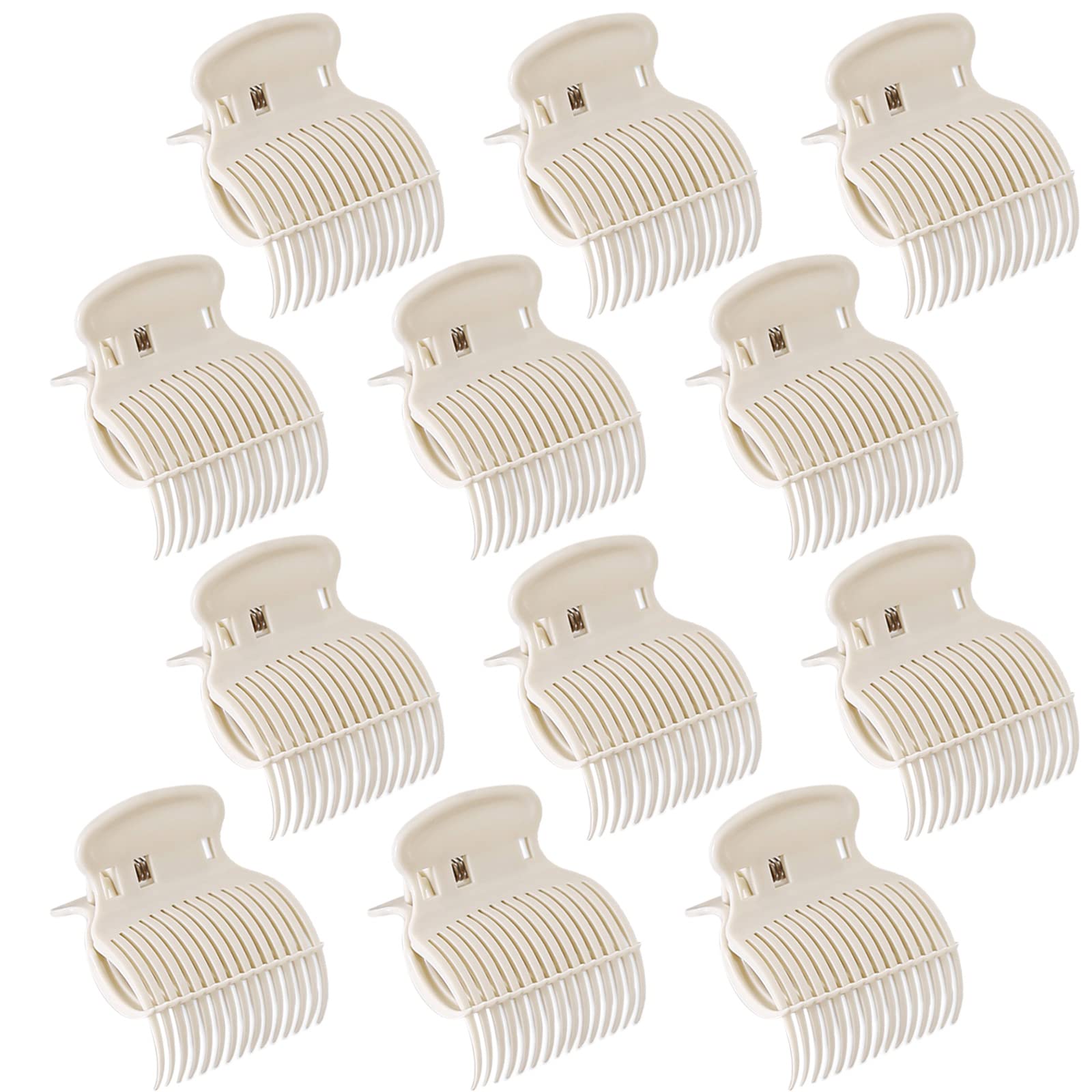 SIMDAO 12 Pcs Hair Curler Claw Clips, Plastic Hot Roller Clips Replacement Hair Perm Insulation Clip Safety & Heat Resistance Heated Roller Clips for Women Girls Hair Section Styling Hair Salo (White)