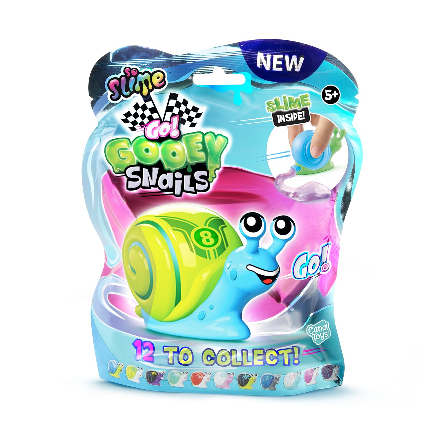 Go Gooey Snails Mystery pack – Stretchy Slime Snail with Surprise Inside | Sensory Fidget Toy for Kids | Collectible Surprise Toy Age 6+