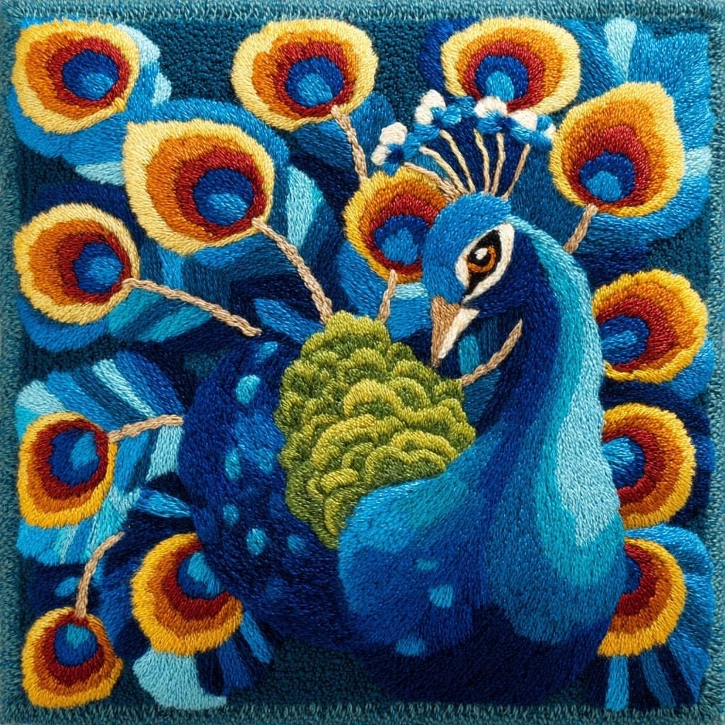 WallustrioaW Latch Hook Pillow Kit,Animal Peacock