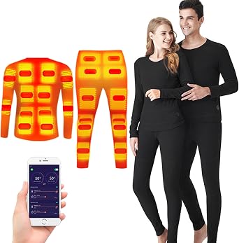 Heated Underwear Tops Pants Set Men Women Winters Outdoor Sports 24 Zone APP Control Electric Heated Thermal Clothes