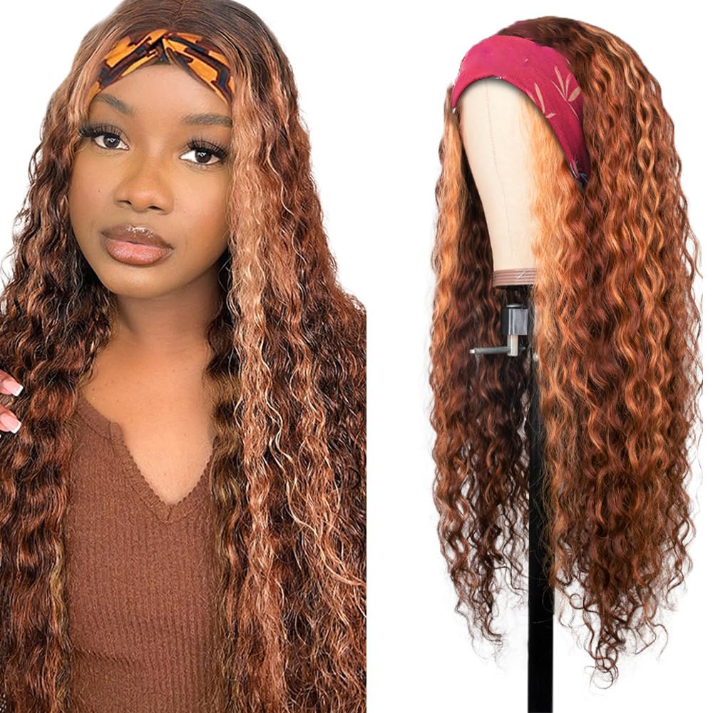 P4/30 Brown Headband Wig Human Hair Highlights 150