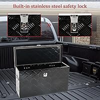 Vista 7 de 24'' Inch Stripes Plated ATV UTV Aluminum Tool Box Truck Bed Toolbox Waterproof Square Storage Organizer with Lock and Keys Black(24" L x 9.5" W x