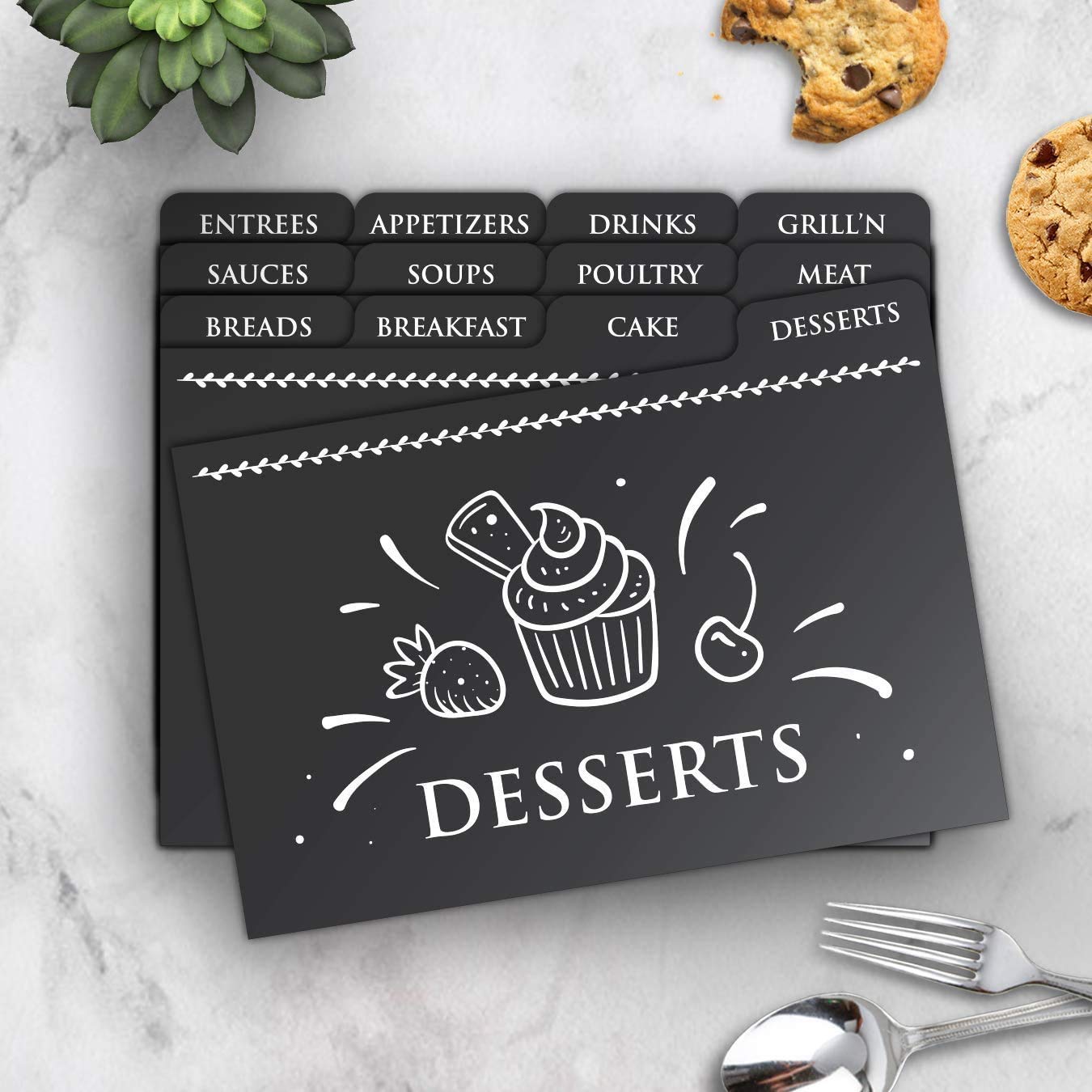 Modern Recipe Box and Cards and Dividers, Recipe Card Box, Recipe Card