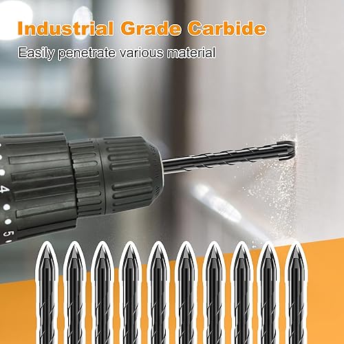 Miniatura 89 de Juego de brocas de mampostería y brocas de carburo, juego de brocas profesionales de extensión (11 unidades) para vidrio, ladrillo, plástico