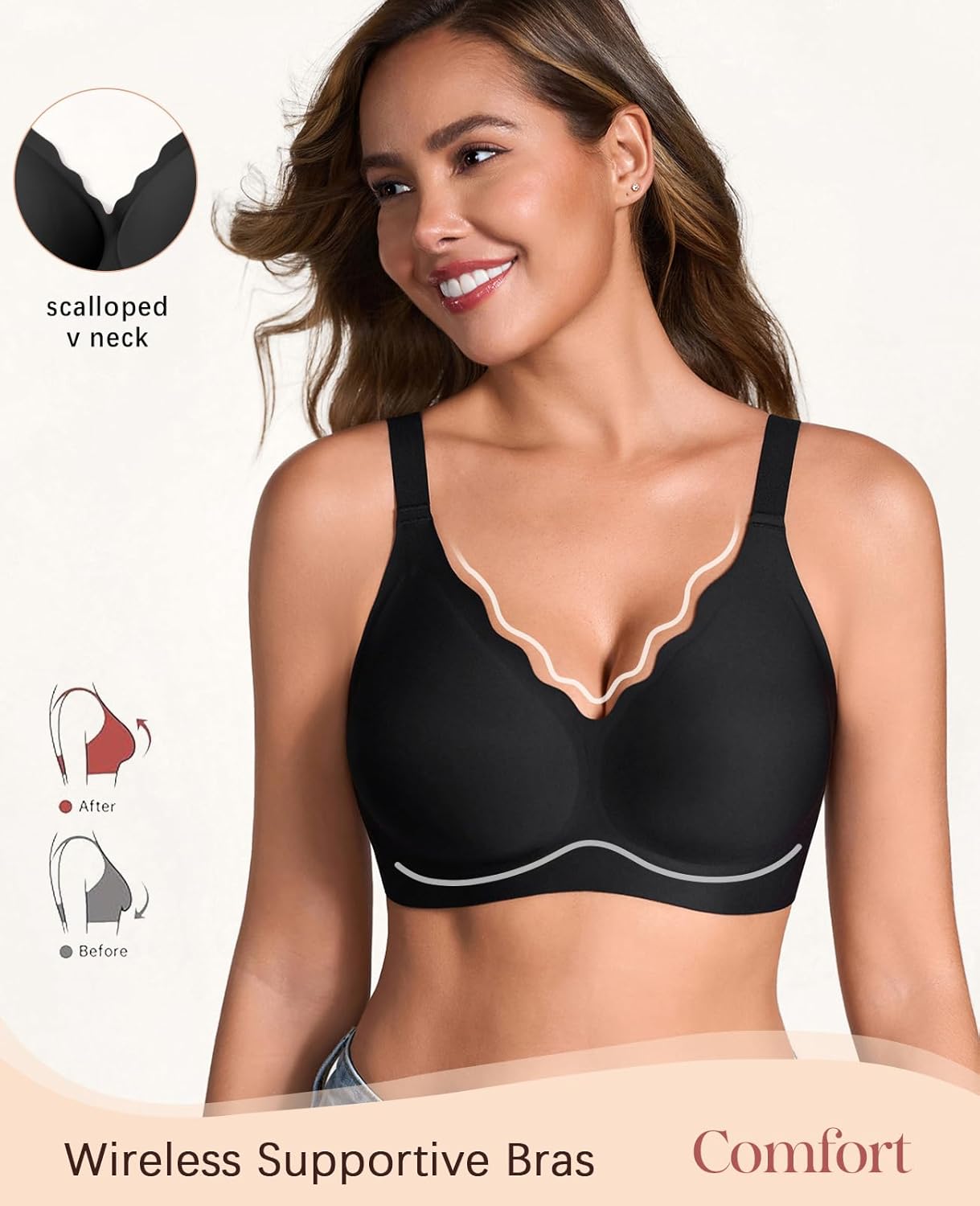 KUTUMAI Wireless Jelly Bras for Women Seamless No Underwire Bralettes Full Coverage Push Up Comfrot Tshirt Everyday Bras - Image 4