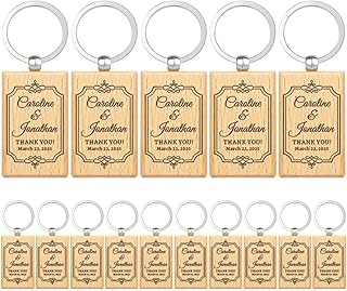 Wedding Favor Gifts for Guests, Personalized Name Keychains, Custom Natural Wooden Key Chain, Pack of 15 to 100