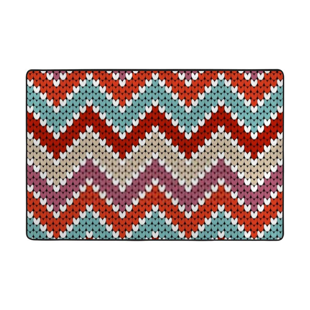 Tapis de salon en velours doux anti-plis en coton stretch zigzag