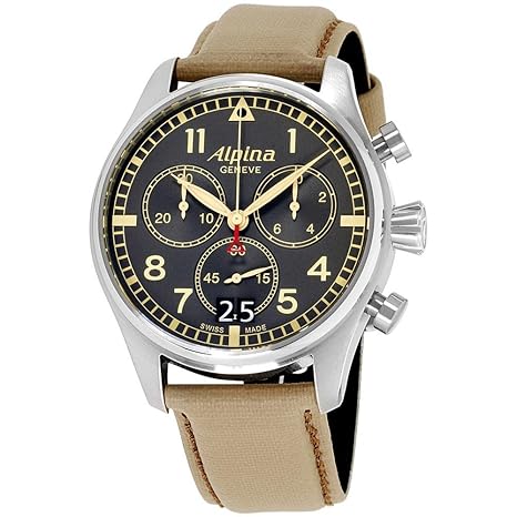 Alpina Startimer Grey Dial Textile Strap Mens Watch Al-372Bbgr4S6