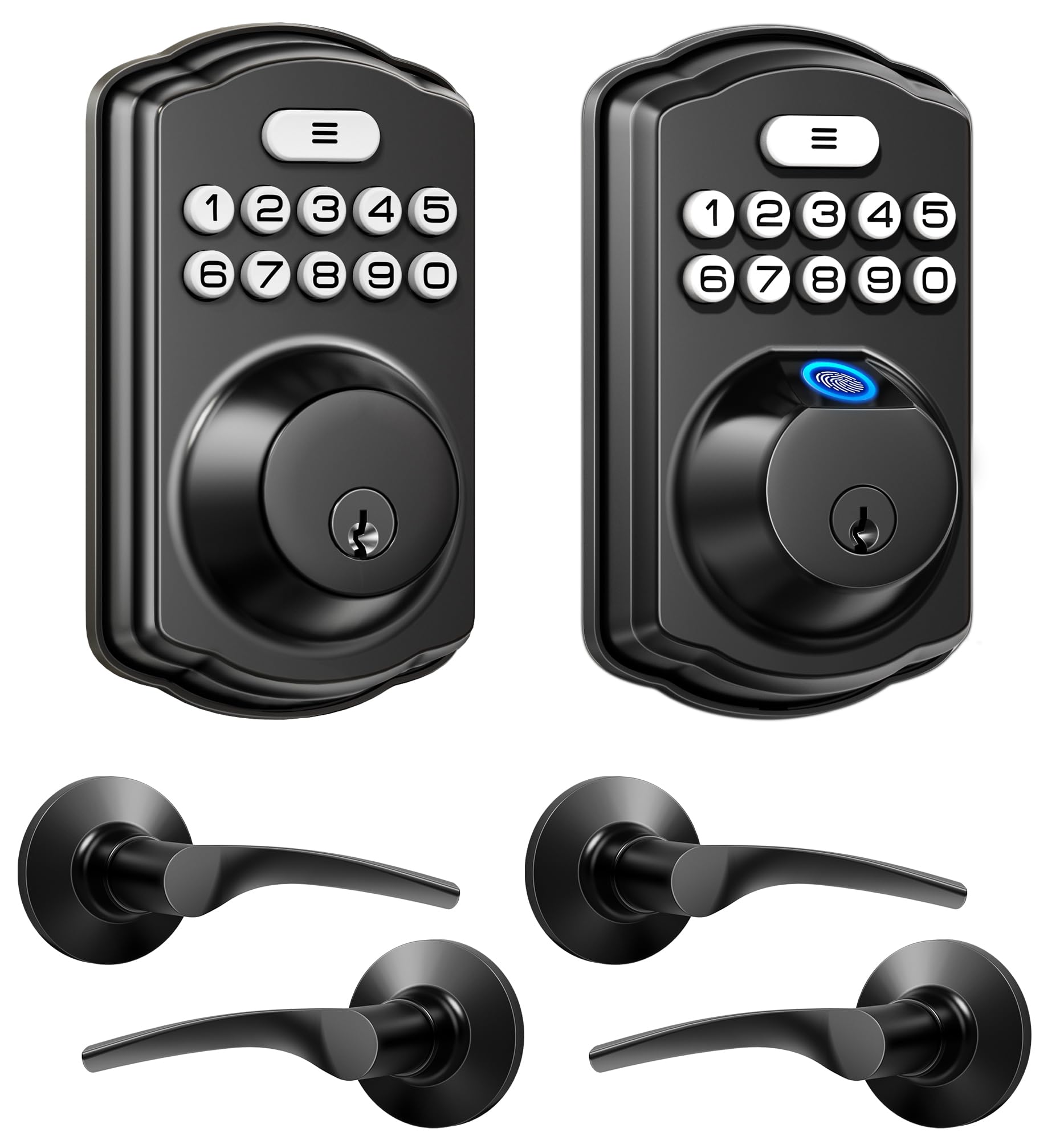 Veise KS02B and KS01B Keyless Entry Door Lock with Handle Matte Black