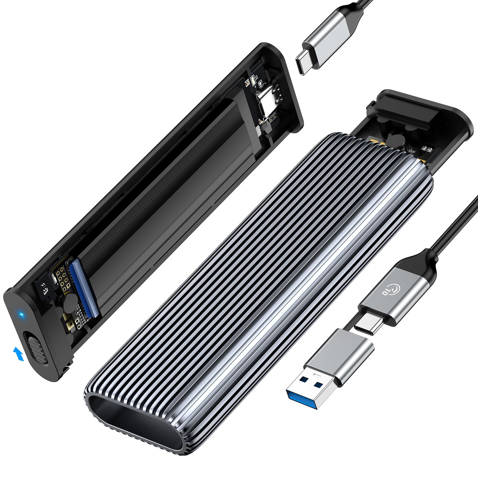 ORICO Boîtier SSD M.2 NVMe USB 3.2 Type-C 10 Gbit/s Sans Outil, Supportant Les SSD 2230/2242/2260/2280 Jusqu'à 4 To