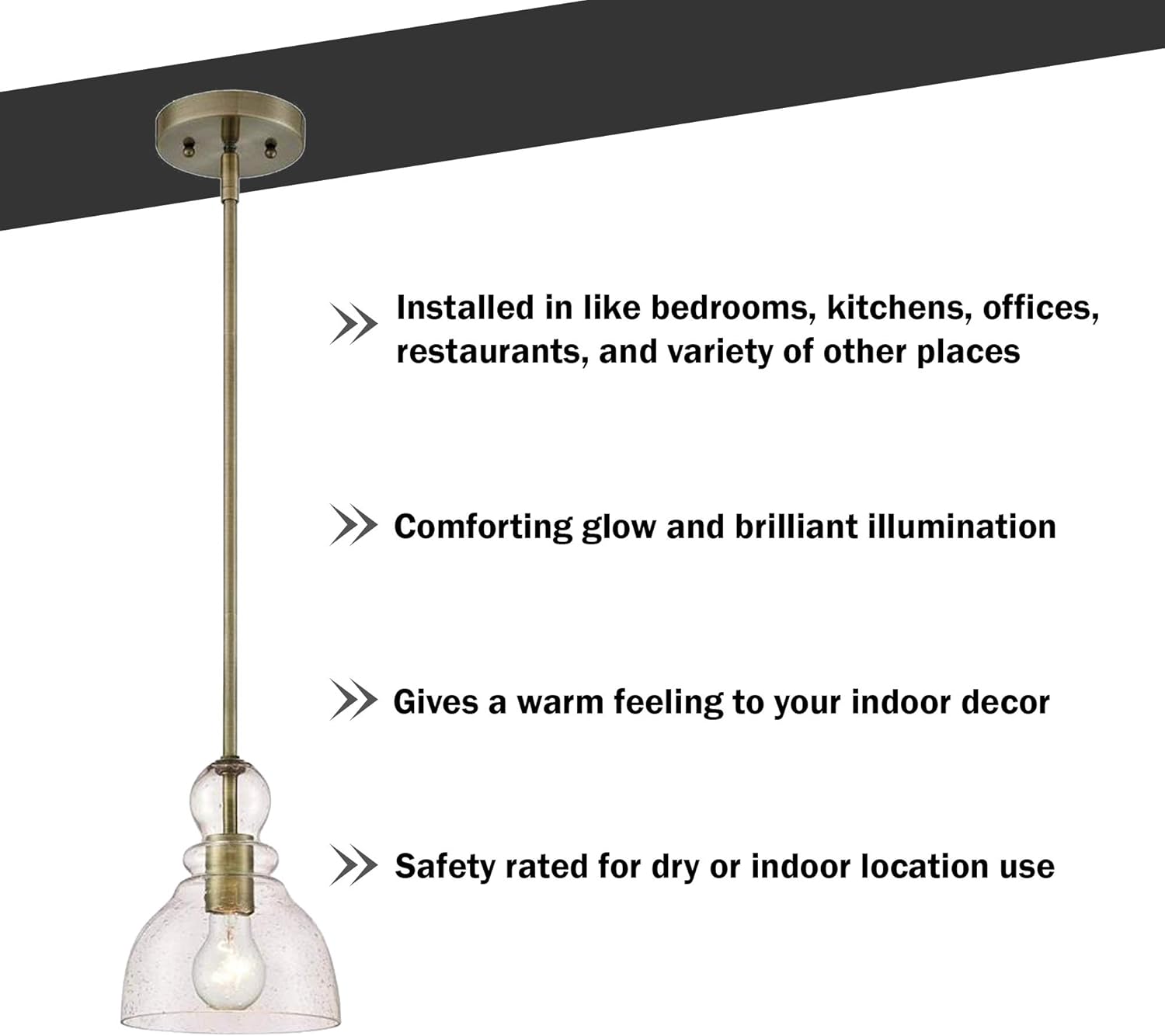 Ciata Lighting 1-Light Indoor Adjustable Mini Pendant Light Base - Antique Brass Pendant Light - Indoor Pendant Light Fixtures (2 Pack)