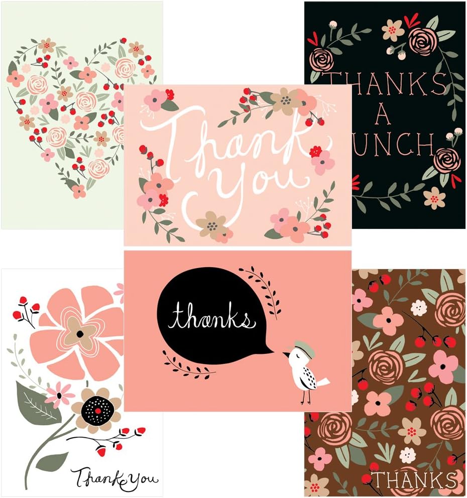 Note Card Cafe Thank You Postcard | 60 Pack | Thank You Potpourri | 4.25 x 6 in Standard Size Mail USPS Stamp | Assorted Set for Wedding, Baby, Bridal Shower, Birthday
