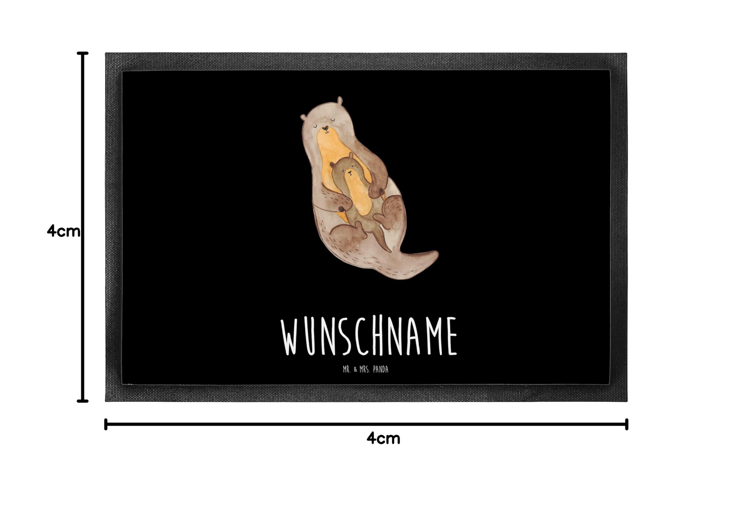 Mr. & Mrs. Panda Fussmatte personalisiert Otter Kind 40 x 60 cm - Personalisierte Geschenke, Geburt, mit Namen, Fußmatte, Familie, Mutter, personalisierbar, Baby, Mama