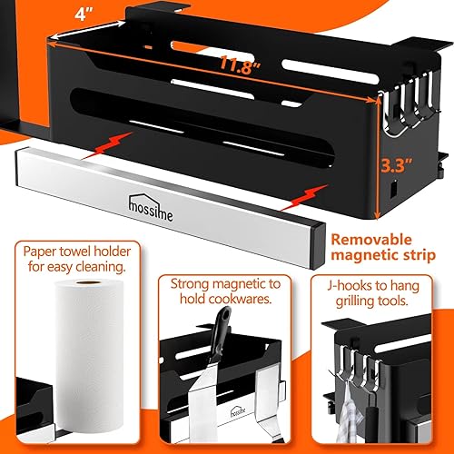 Miniatura 14 de Organizador de parrilla frontal para parrillas Blackstone de 28 pulgadas/36 pulgadas, organizador de accesorios de parrilla de gran capacidad