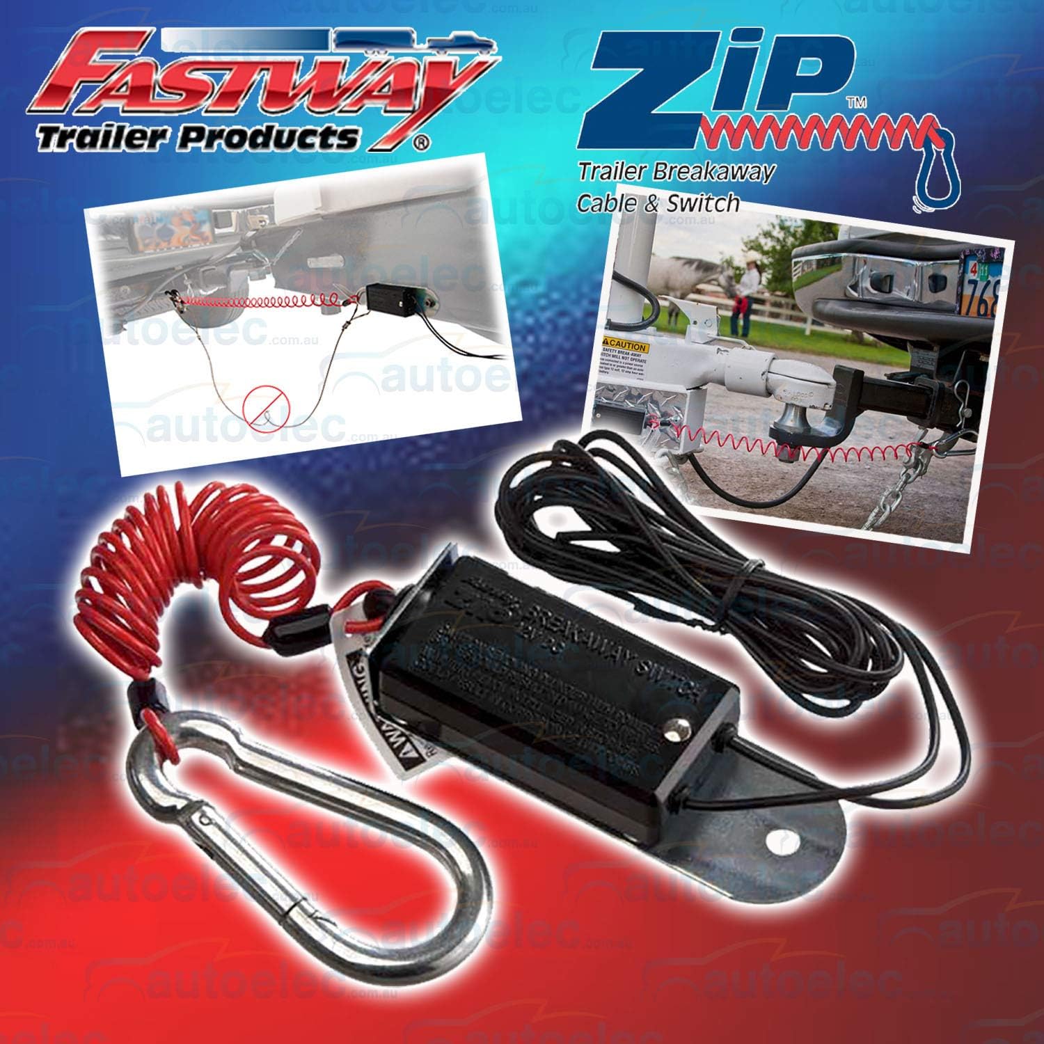 Zip 4 Foot Breakaway Cable with Electric Brake Switch 80-00-2040 RED