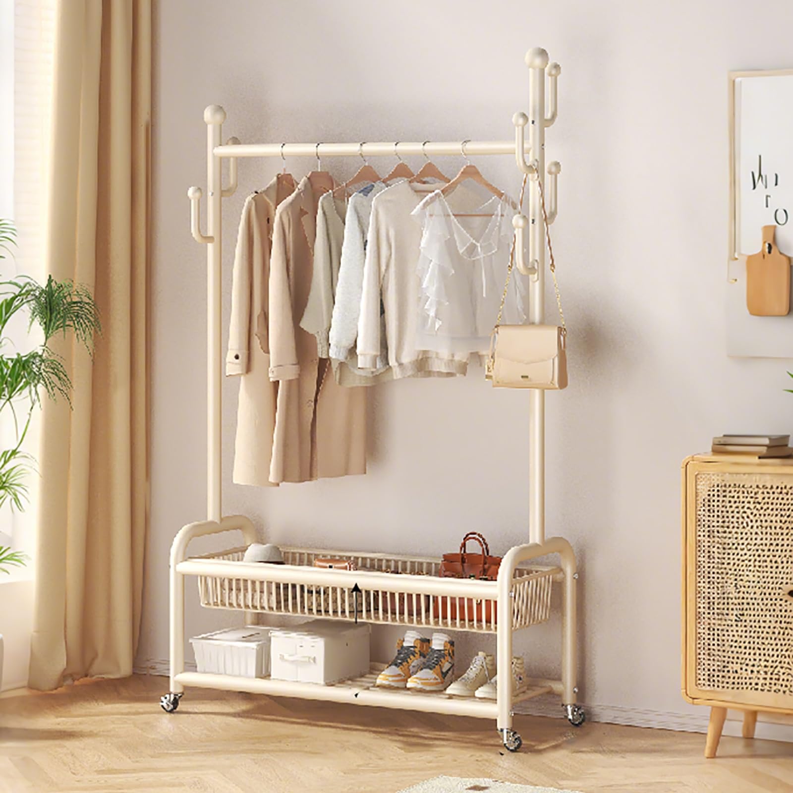 Meuble penderie à roulettes 100cm pour solutionner le manque de rangement dressing