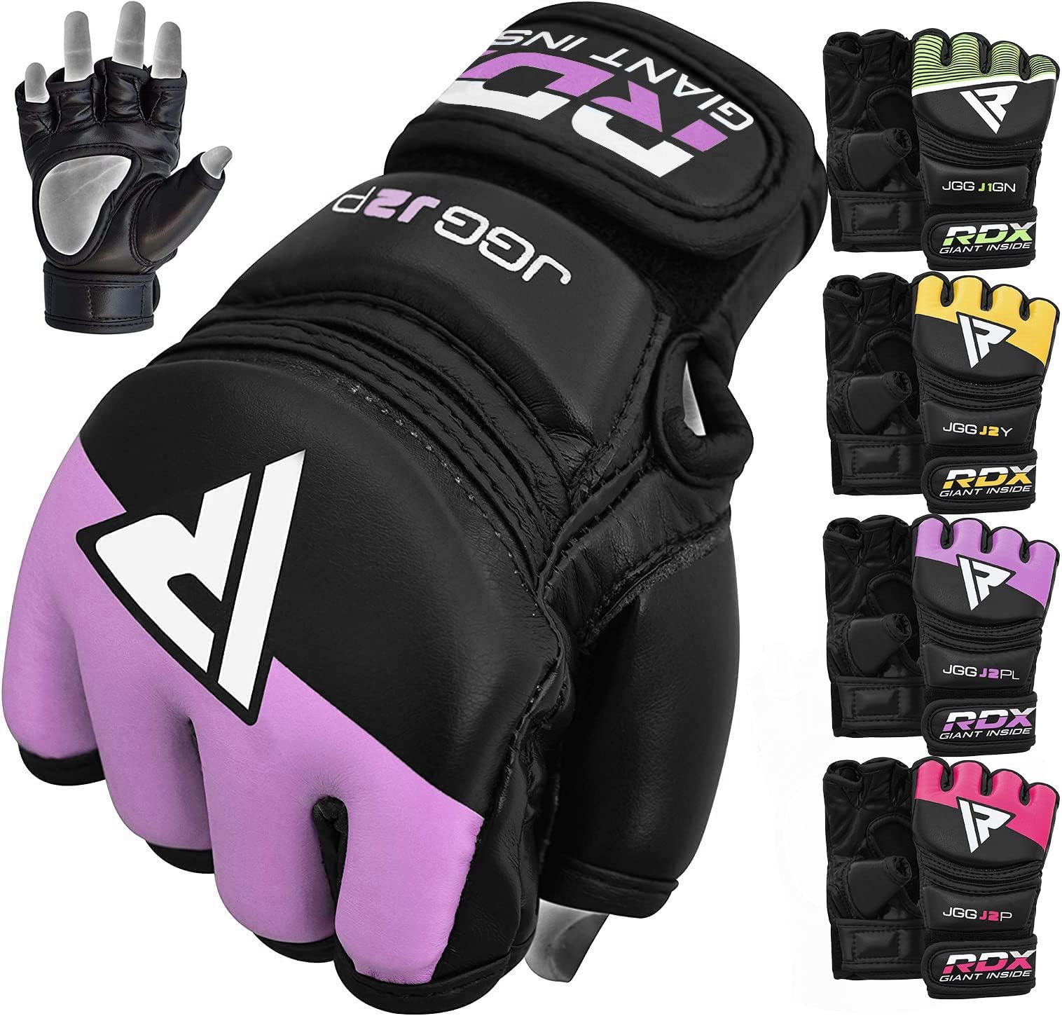 RDX Leather-X Kids MMA Grappling Gloves,Violett
