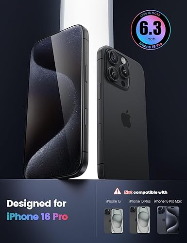 Vista 42 de Lamicall Protector de pantalla para iPhone 14 Pro Max [profesional] [vidrio templado 9H] [inastillable de grado militar] Pantalla transparente HD