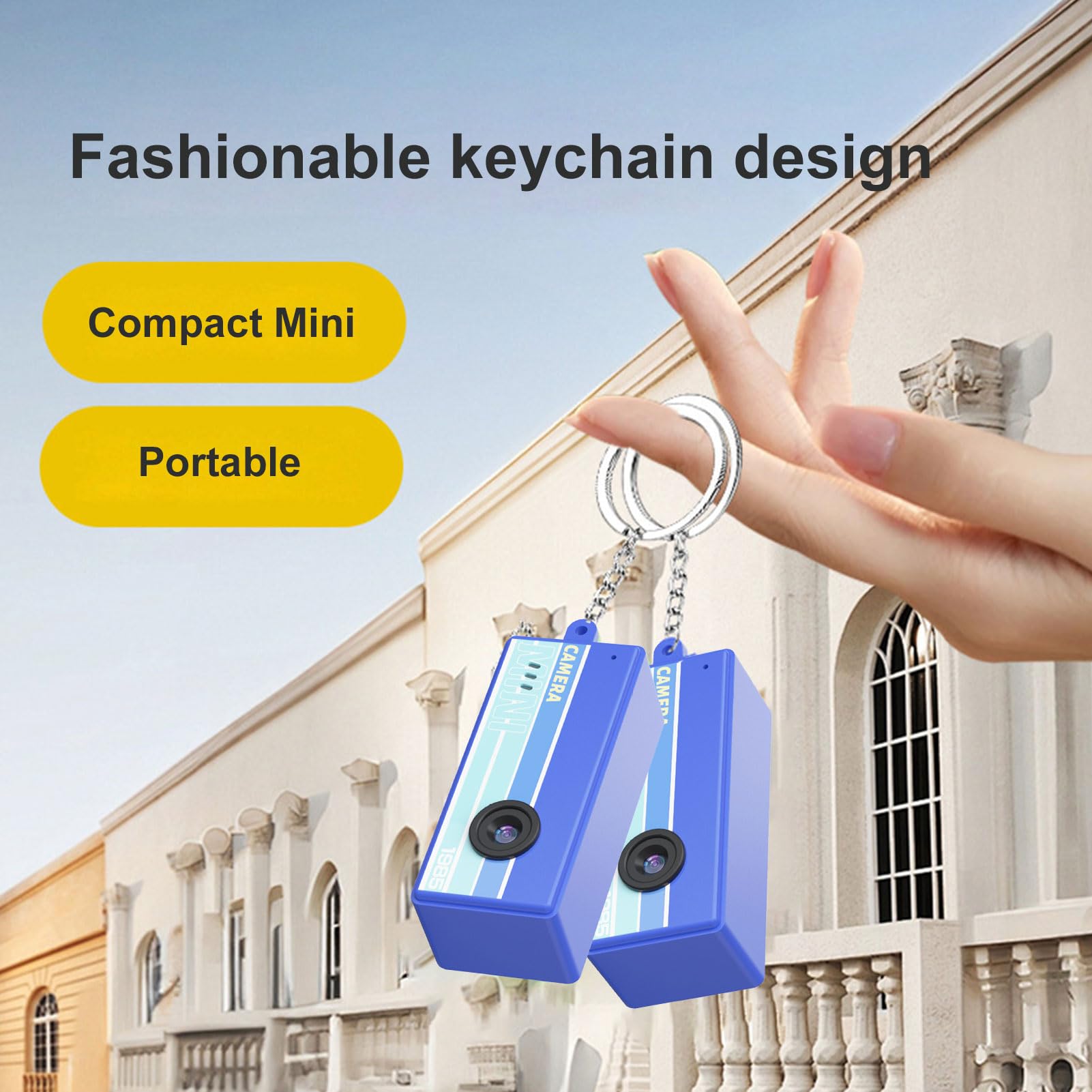 Dpofirs Mini Fotocamera Portachiavi, Fotocamere Digitali retrò HD 1080P da 12 MB, Piccola Fotocamera Portatile con Schermo da 0,96" per la Registrazione di Studi di Viaggio, Grandangolo (BLUE)